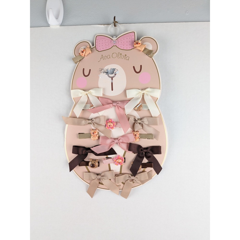 Ava Olivia Bear‎ Hair Clip Holder Organizer Storage Display Baby Girl Bows